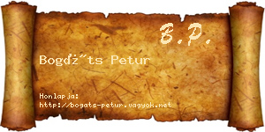 Bogáts Petur névjegykártya